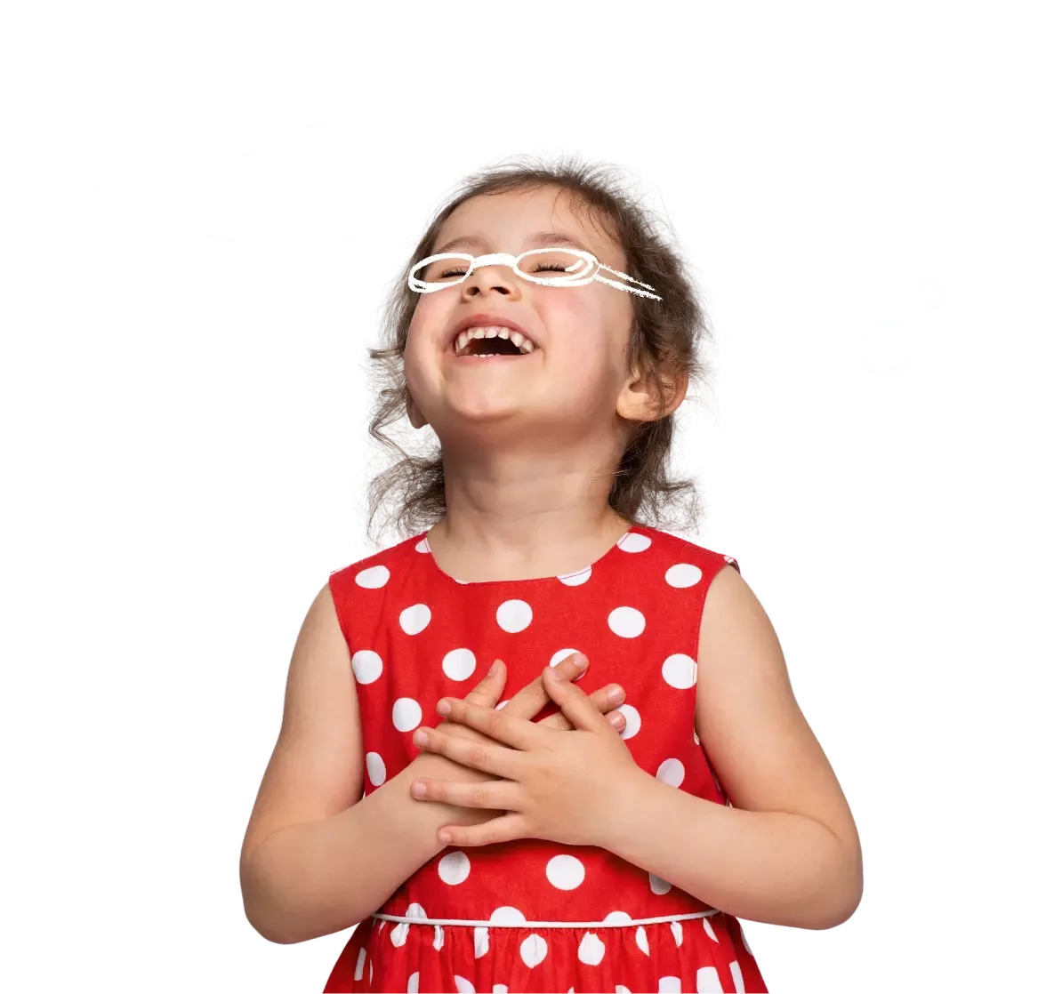Smiling child with playful illustration