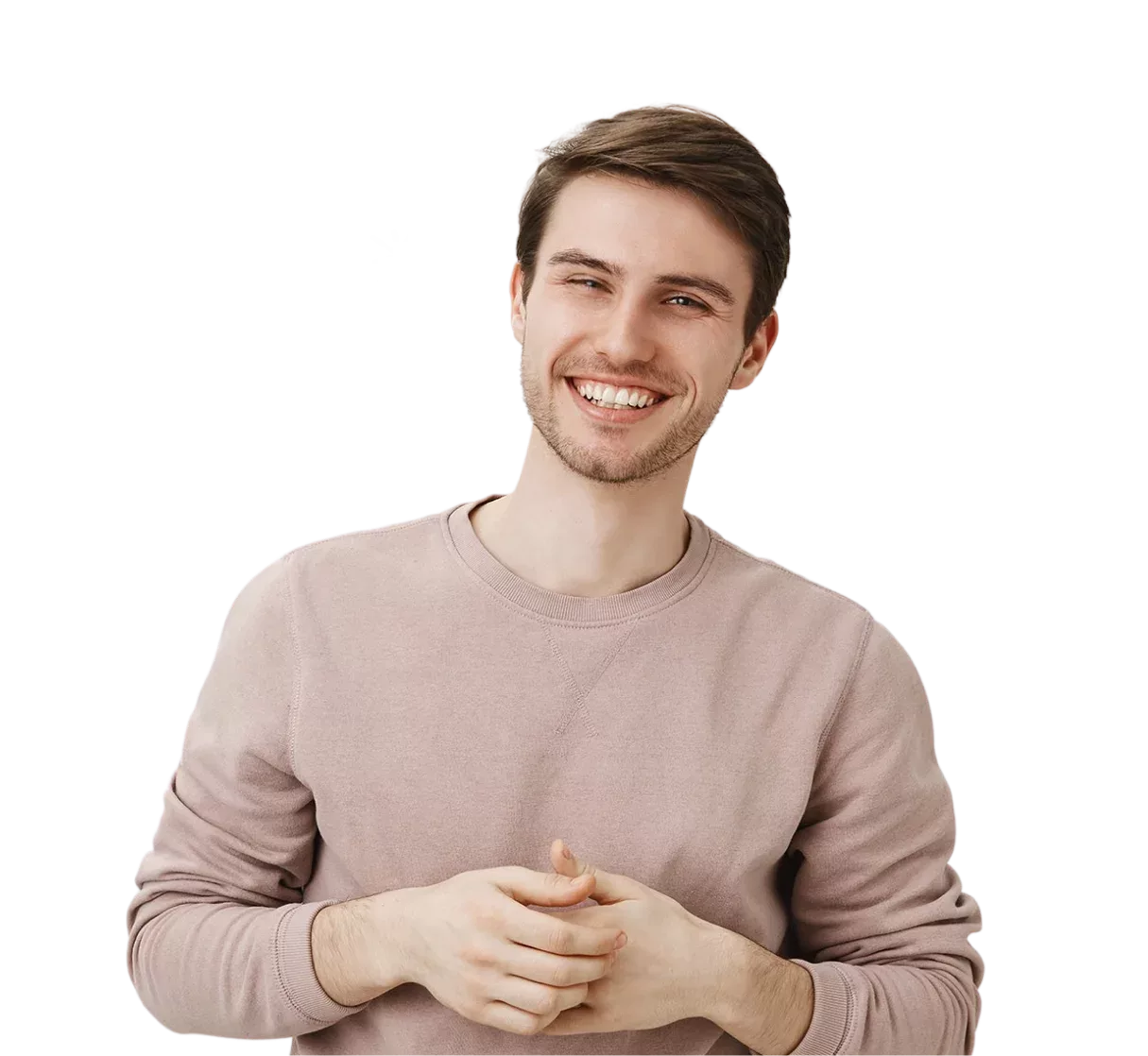 Smiling man with playful illustration